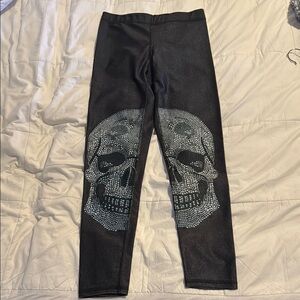 Black Leggings with Skull Design